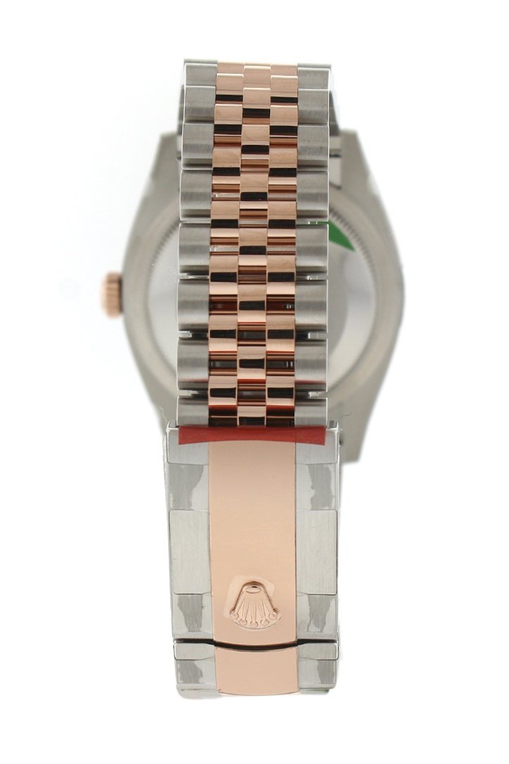 Datejust 36 White Mother-of-Pearl Set with Diamonds Dial Fluted Rose Gold Two Tone Jubilee Watch 126231 NP