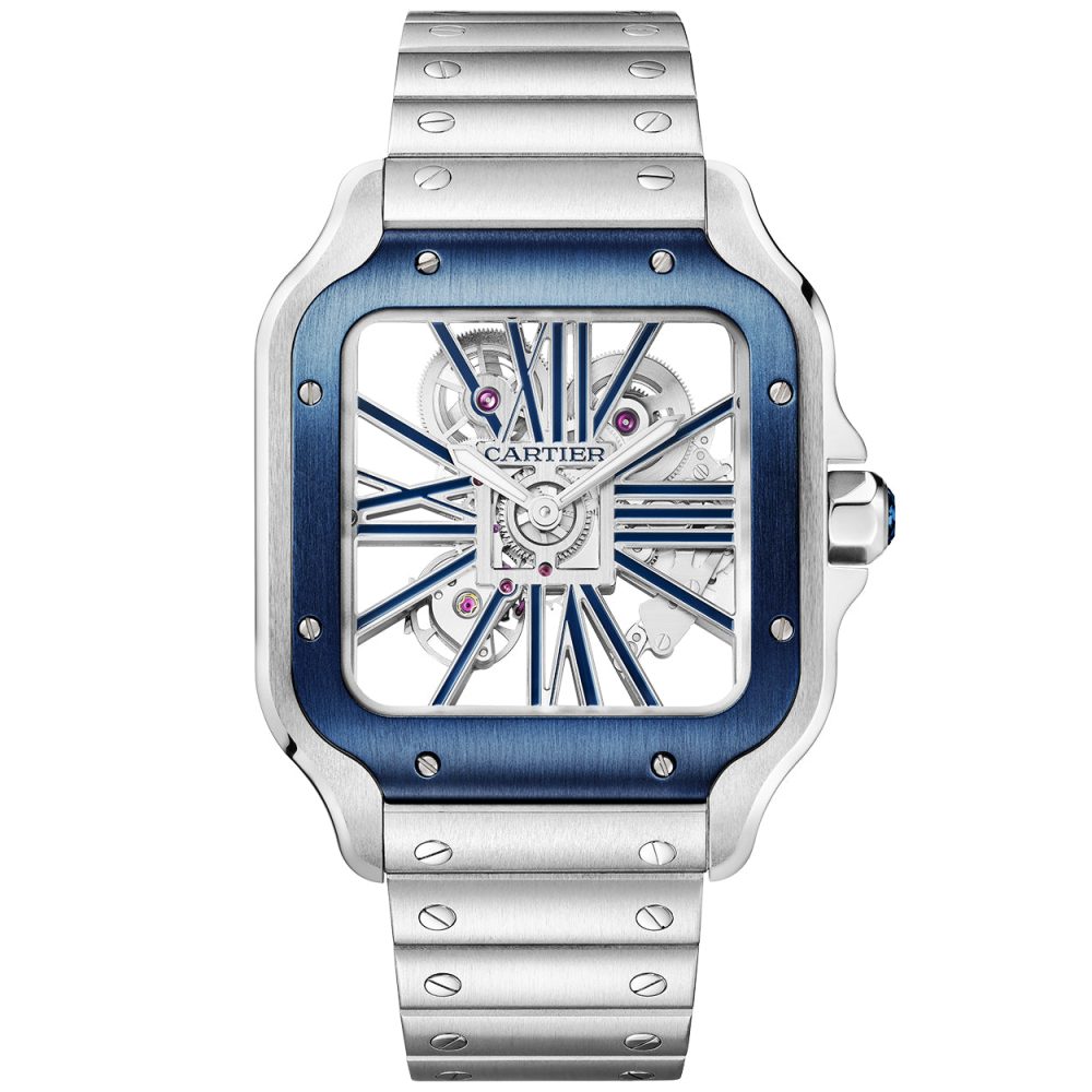 Santos de Cartier Large Skeleton/Blue Dial Men's Watch