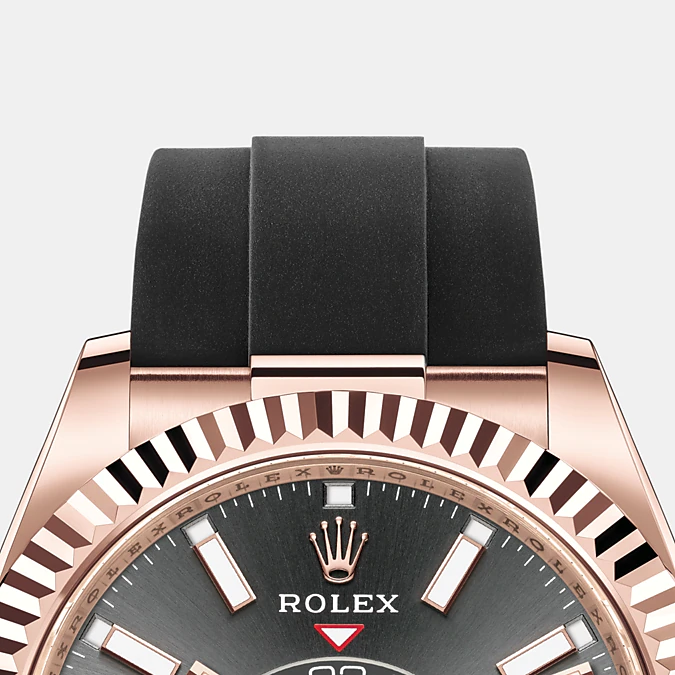 Rolex Sky-Dweller 42mm, 18k Everose Gold, Oysterflex, Ref# 326235-0006