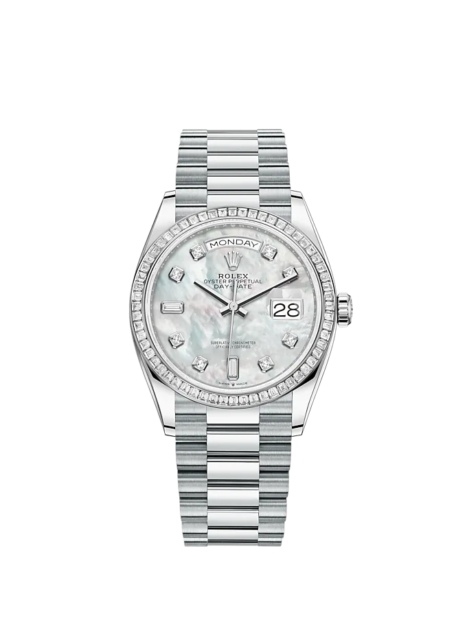 Rolex Day-Date, 36mm, Platinum and Diamonds, Ref# 128396tbr-0005