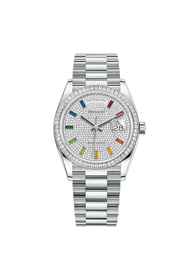 Rolex Day-Date, 36mm, Platinum and Diamonds, Ref# 128396tbr-0006