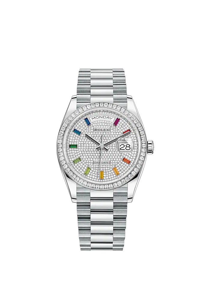 Rolex Day-Date, 36mm, Platinum and Diamonds, Ref# 128396tbr-0006