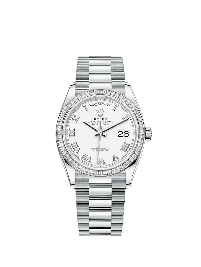 Rolex Day-Date, 36mm, Platinum and Diamonds, Ref# 128396tbr-0010