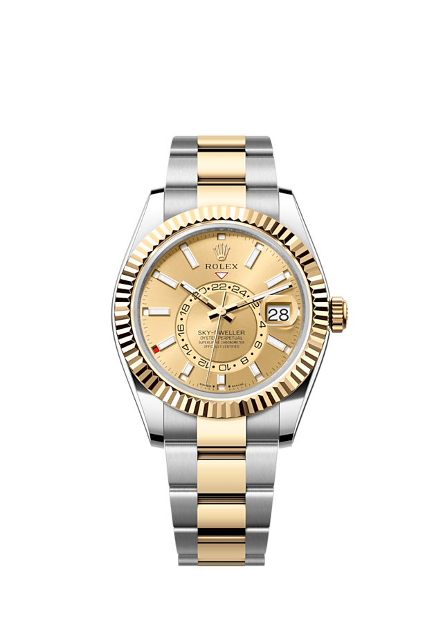 Rolex Sky-Dweller, 42mm, Oystersteel and 18k Yellow Gold, Champagne, Oyster, Ref# 336933-0001