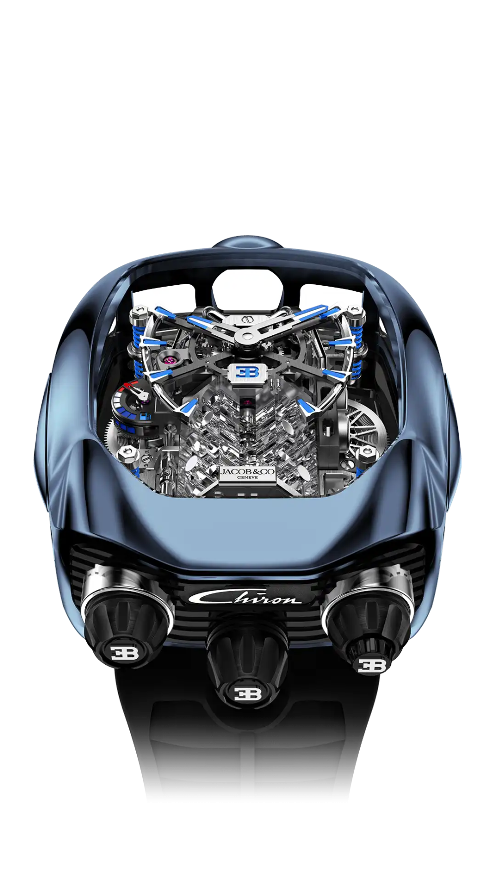 Bugatti Chiron Tourbillon BLUE TITANIUM | Jacob & Co.