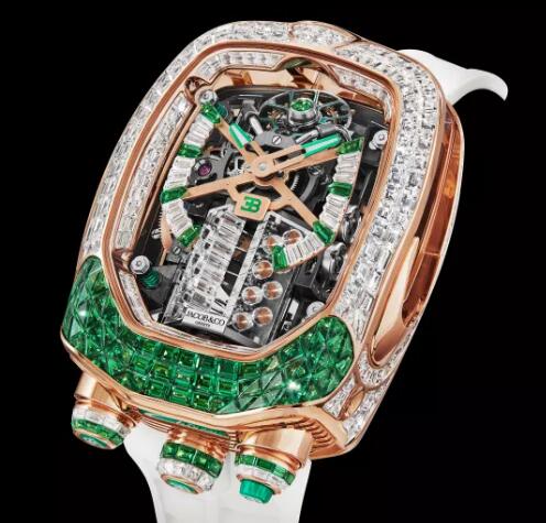 Jacob & Co. BUGATTI CHIRON TOURBILLON BAGUETTE TSAVORITES AND DIAMONDS Watch Replica BU800.40.AC.UA.A Jacob and Co Watch Price