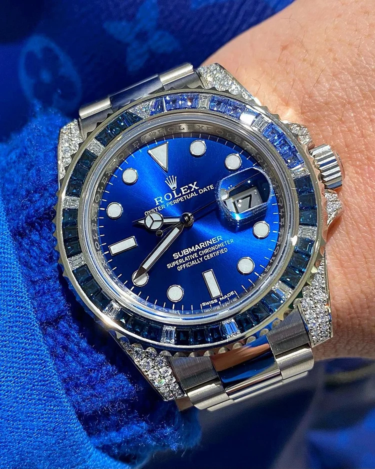 Rolex Submariner Date 116659 SABR 18K White Gold Diamonds Sapphires UNWORN