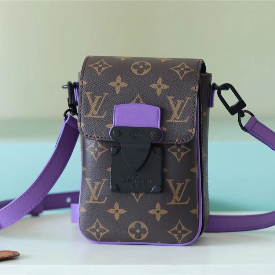 Louis Vuitton S-Lock Vertical Wearable Wallet Monogram Macassar Purple For Men, Men's Bags, Shoulder And Crossbody Bags 7.5in/19cm LV - Crozus