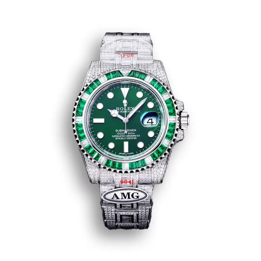 Rolex Submariner Iced Out Ref.116610LV 40mm Green Dial Green Bezel