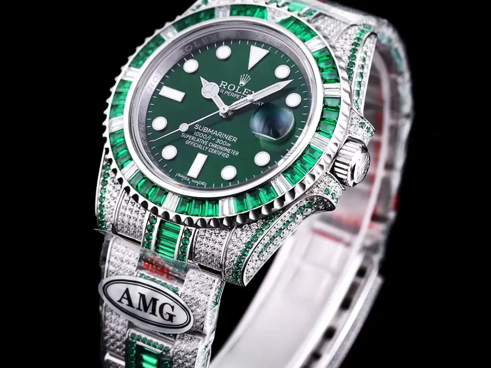 Rolex Submariner Iced Out Ref.116610LV 40mm Green Diamond Bezel