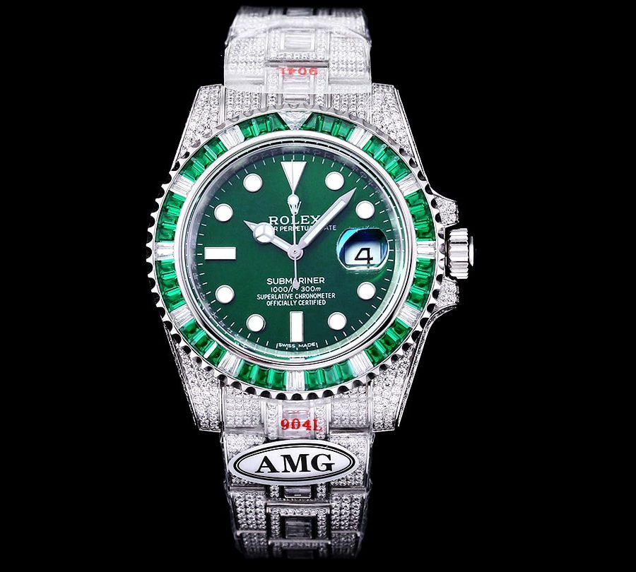 Rolex Submariner Iced Out Ref.116610LV 40mm Green Dial Green Bezel