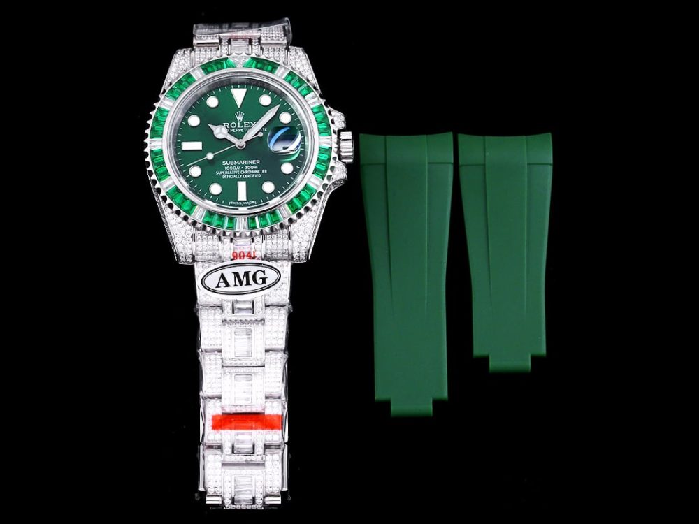 Rolex Submariner Iced Out Ref.116610LV 40mm Green Dial Green Bezel