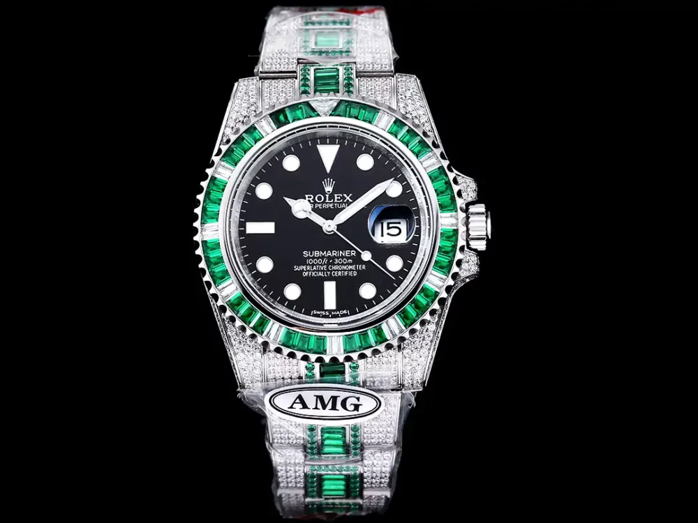 Rolex Submariner Iced Out Ref.116610LV 40mm Black Dial Green Bezel