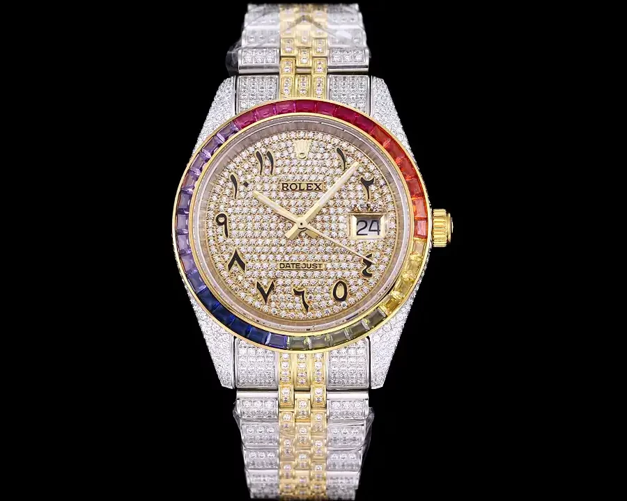 Rolex Datejust Ref.126300 41mm Arabic Dial Full-Diamond Rainbow