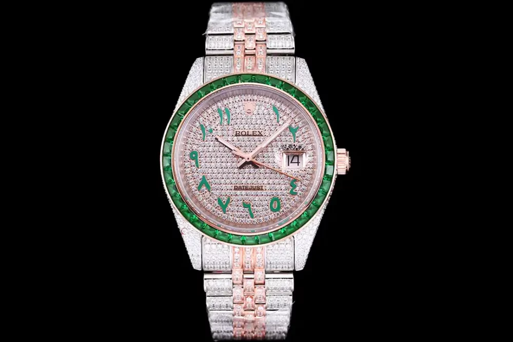 Rolex Datejust Ref.126300 41mm Arabic Dial Full-Diamond Green Bezel