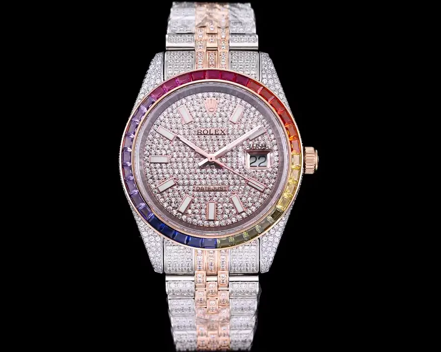 Rolex Datejust Ref.126300 41mm Dial Full-Diamond Rainbow Bezel