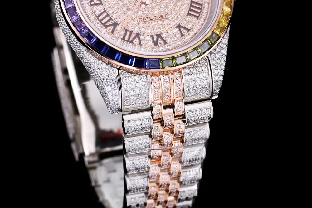 Rolex Datejust Ref.126300 41mm Roman Dial Full-Diamond Rainbow Bezel