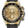 Rolex Yellow Gold Cosmograph Daytona 40 Watch - Champagne Diamond Dial - Black Oysterflex Strap - 116518LN chdof