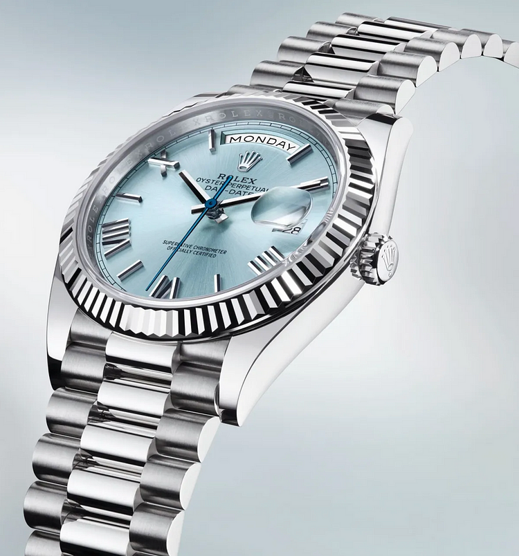 Rolex Oyster Perpetual Day-Date 40 in Platinum with Ice-Blue Dial Men's Watch 228236-0012