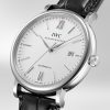 Portofino 40mm Silver Dial Men's Leather Strap Watch