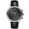 Portofino 42mm Black Dial Men's Chronograph Leather Strap Watch