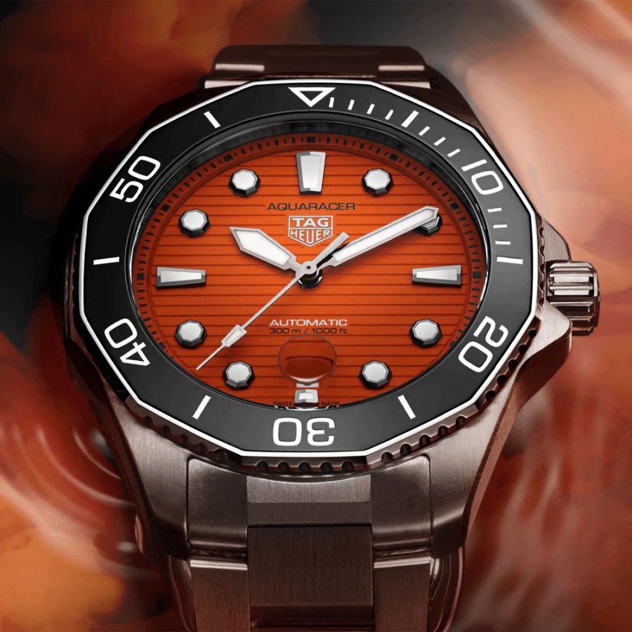 Aquaracer 43mm Orange Dial & Ceramic Bezel Men's Automatic Bracelet Watch