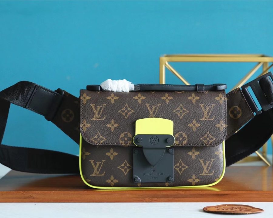 Louis Vuitton S-Lock Sling Monogram Macassar Yellow For Men, Men's Bags, Crossbody Bags 8.3in/21cm LV  - Crozus