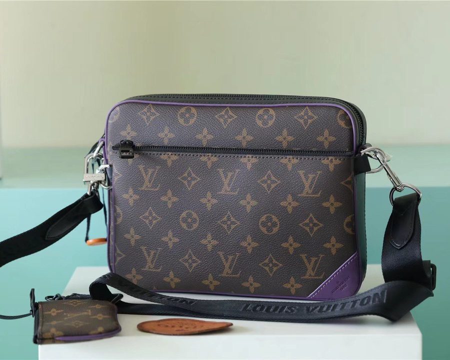 Louis Vuitton Trio Messenger Monogram Macassar Canvas By Virgil Abloh’s Purple For Men, Men's Bags, Shoulder And Crossbody Bags 9.5in/25cm LV M46266 - Crozus