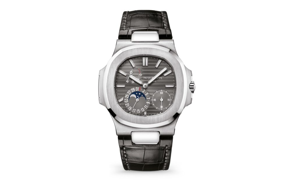 Patek Philippe Nautilus Date, Moon Phases Watch, 18k White Gold, 40mm, Ref# 5712G-001