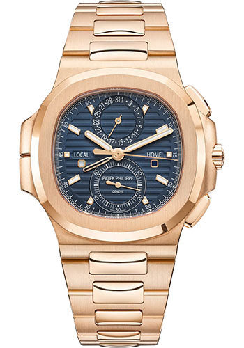 Patek Philippe Nautilus Travel Time Chronograph Watch, 18k Rose Gold, 40,5 mm, Ref# 5990/1R-001