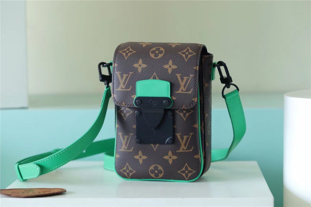 Louis Vuitton S-Lock Vertical Wearable Wallet Monogram Macassar Green For Men, Men's Bags, Shoulder And Crossbody Bags 7.5in/19cm LV - Crozus