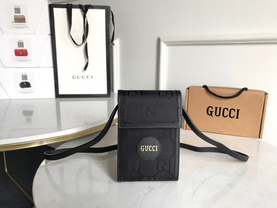 Gucci Off The Grid Mini Bag Black GG Made From ECONYL® For Men 7in/18cm GG ‎625599 H9HAN 1000 - Crozus