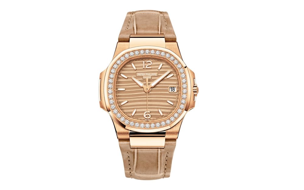 Patek Philippe Nautilus Quartz Diamond Ladies Watch, 18k Rose Gold, 32mm, Ref# 7010R-012