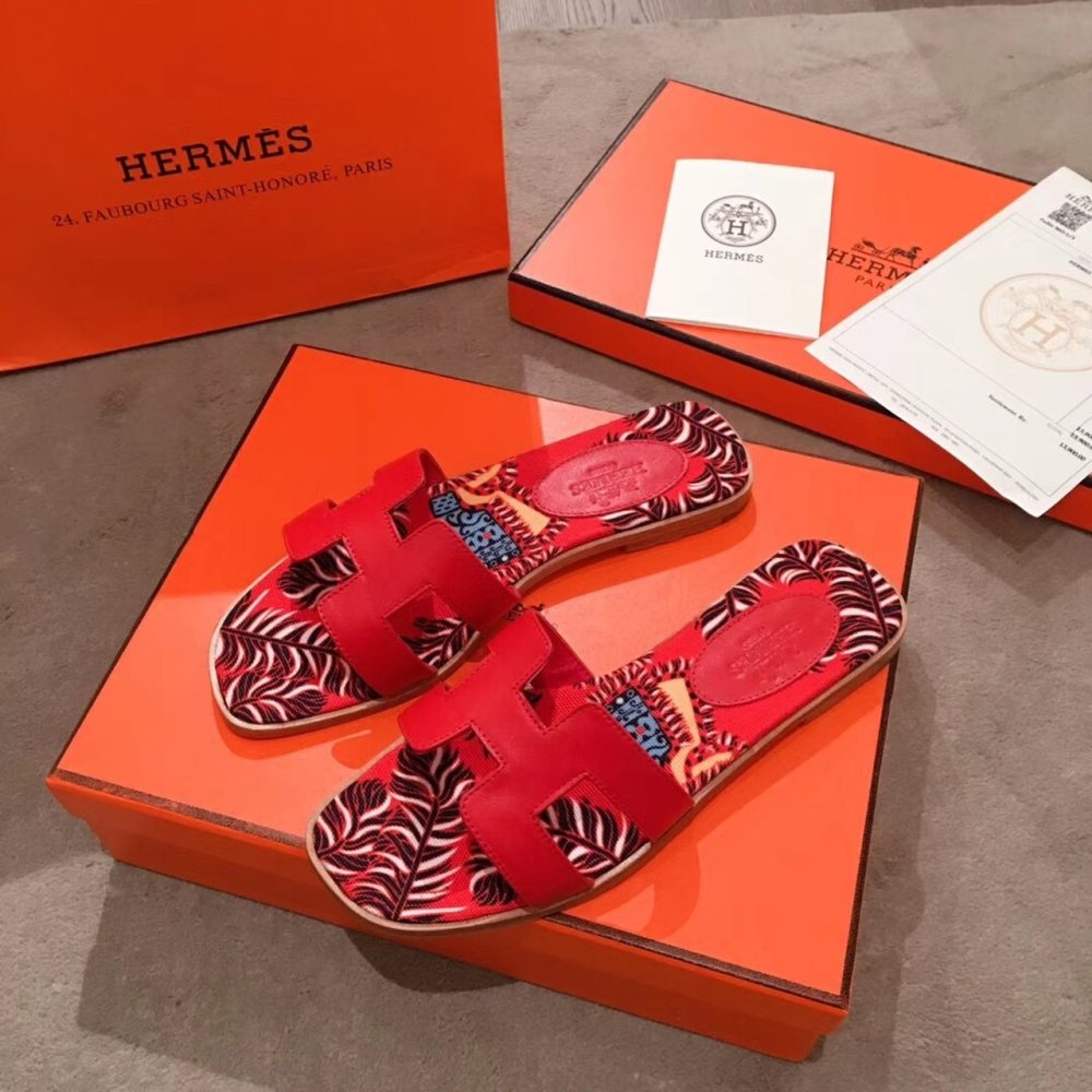 Hermes Oran Sandal Multicolor/Red For Women, Women's Shoes H211170Z - Crozus