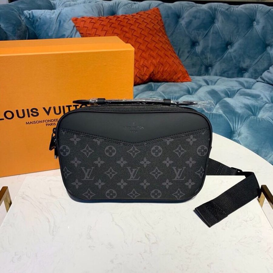 Louis Vuitton Bumbag Monogram Eclipse Canvas For Men, Men's Belt Bags 11in/28cm LV M42906 - Crozus