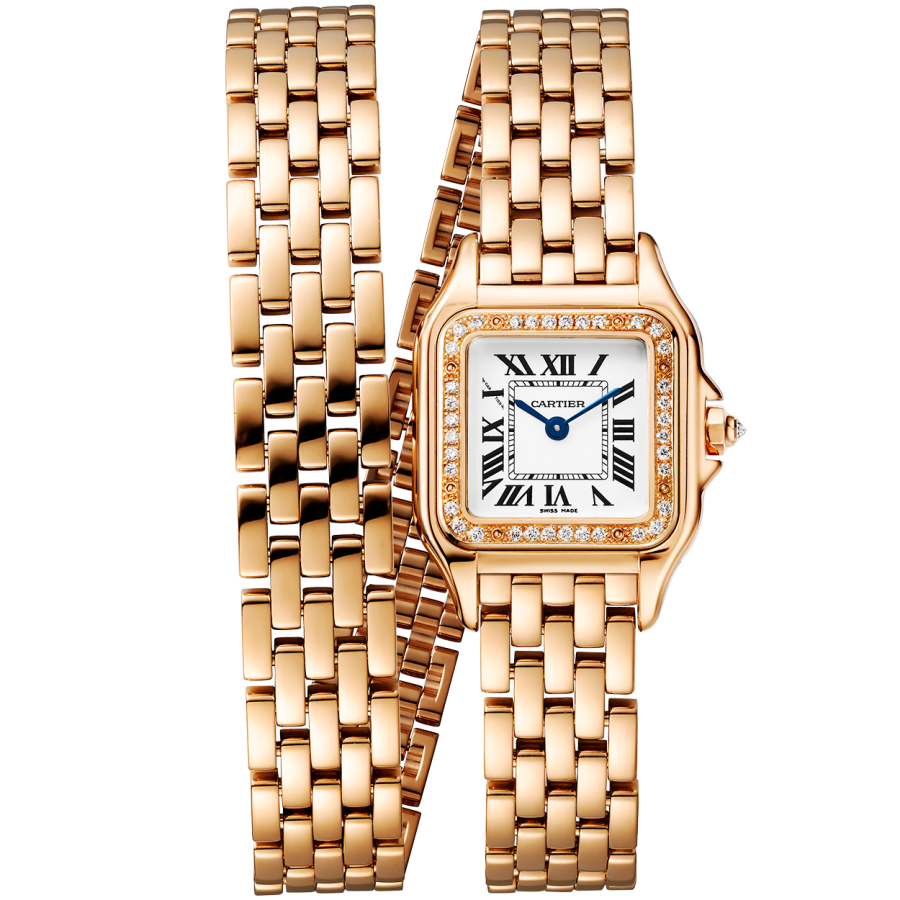 Panthère de Cartier Small 18ct Rose Gold Diamond Set Loop Bracelet Watch