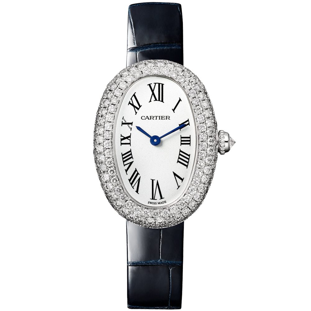 Baignoire Small 18ct White Gold Diamond Set Ladies Strap Watch