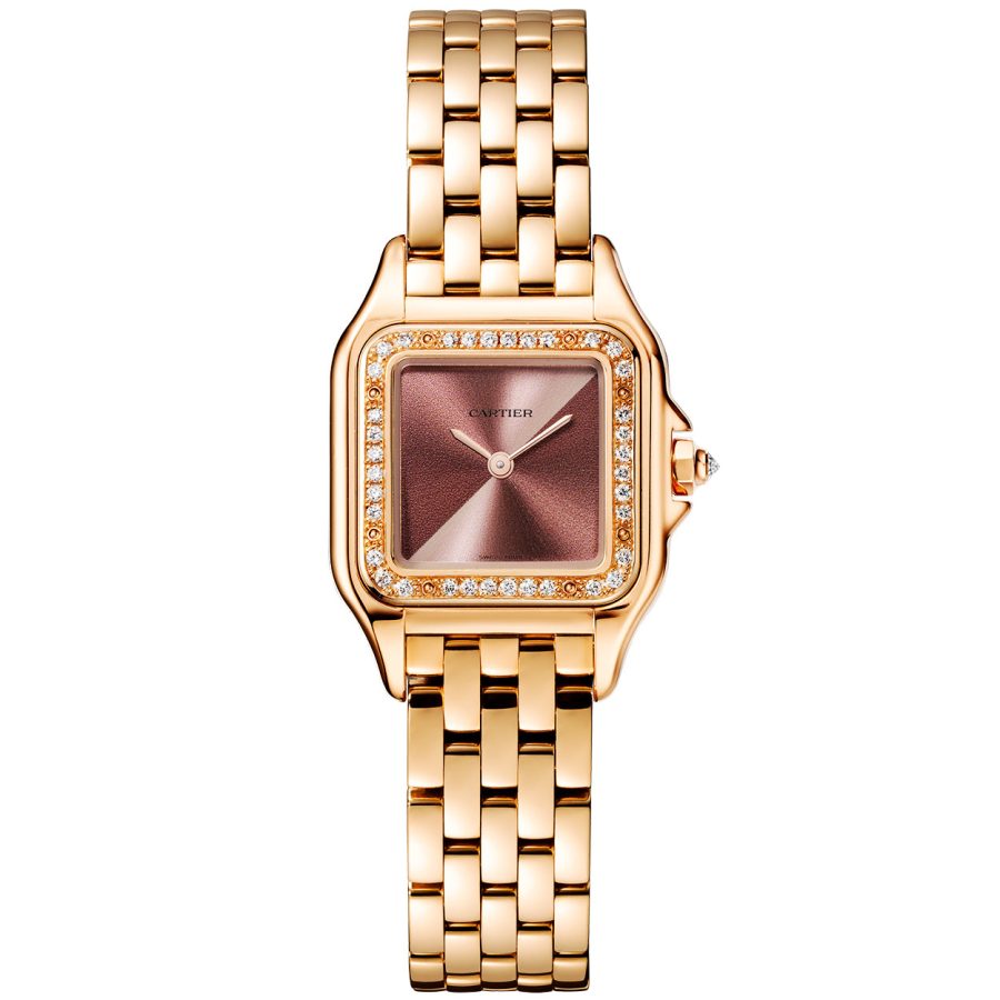 Panthère de Cartier Small 18ct Rose Gold Plum Dial Diamond Set Watch