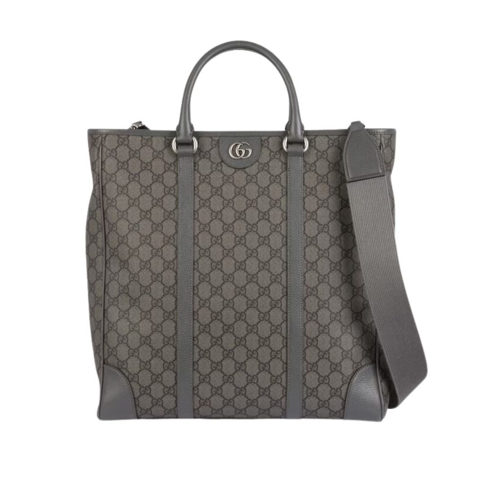 Gucci Ophidia Medium Tote Grey And Black Bag For Men 763316 FACJY 1244- 15 Inches/ 38 Cm - Crozus