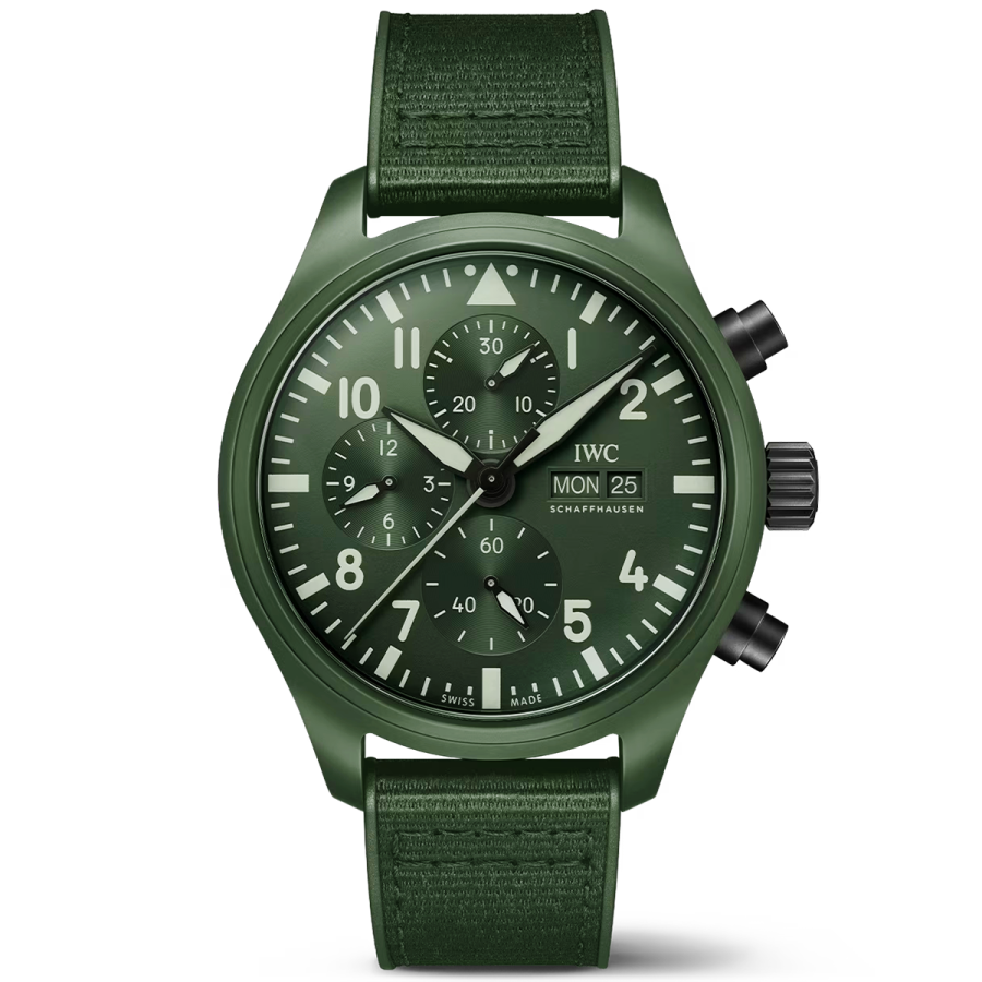 Pilot's Top Gun 'Woodland' 44.5mm Green Ceramic Chronograph Watch