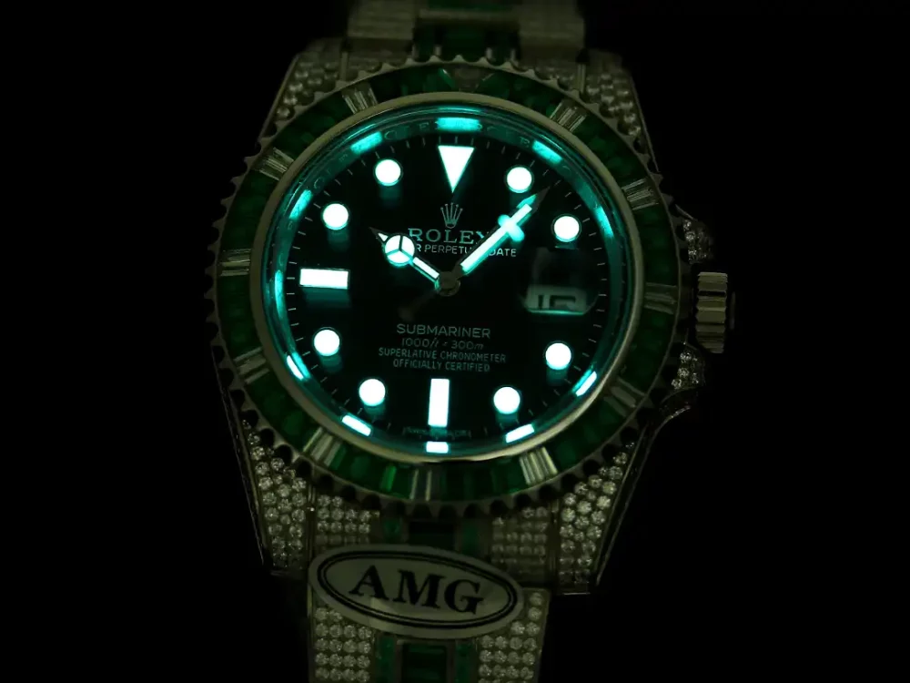 Rolex Submariner Iced Out Ref.116610LV 40mm Black Dial Green Bezel