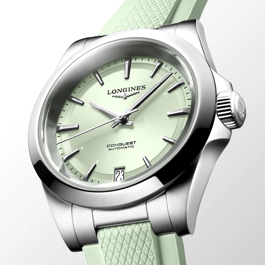 Conquest 34mm Green Sunray Dial Automatic Strap Watch