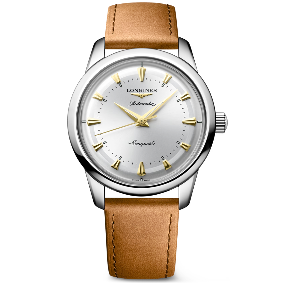 Conquest Heritage 40mm Silver/Gold Dial Automatic Strap Watch