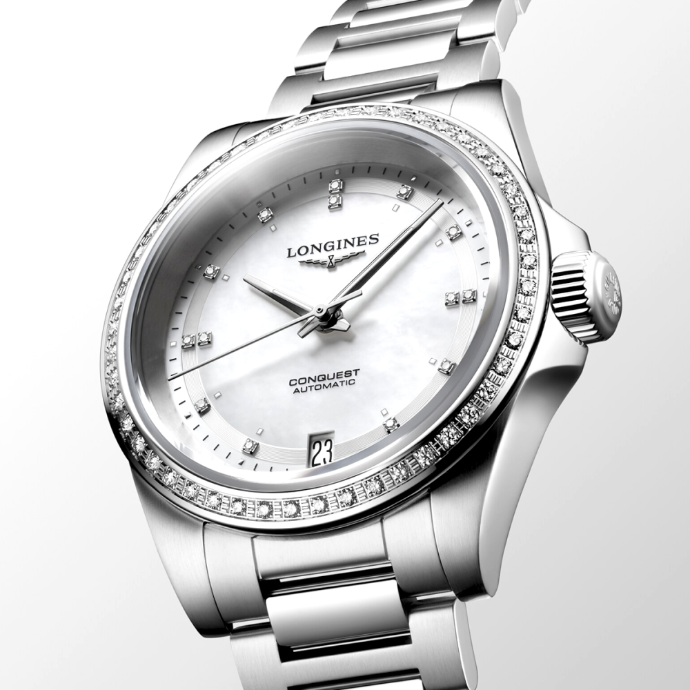 Conquest 34mm Diamond Dial & Bezel Ladies Bracelet Watch