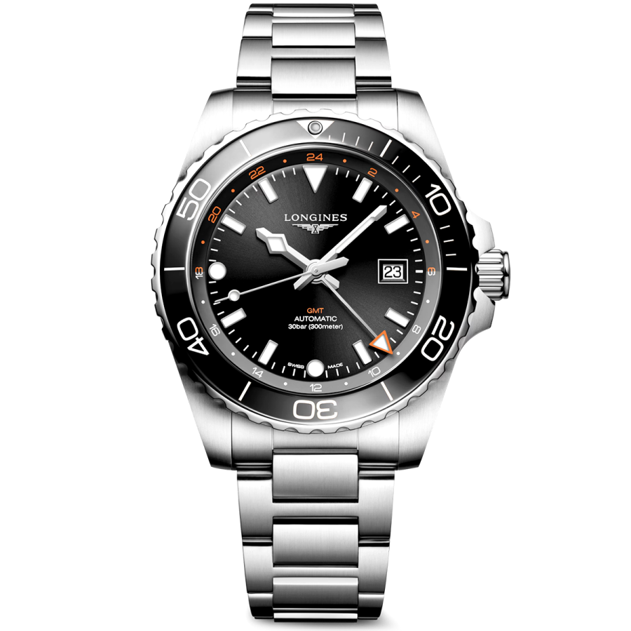 HydroConquest GMT 43mm Black Dial Automatic Bracelet Watch