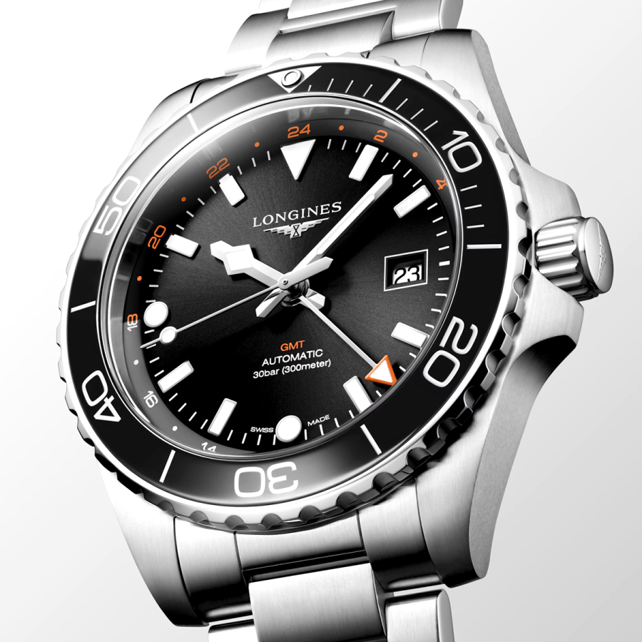 HydroConquest GMT 43mm Black Dial Automatic Bracelet Watch