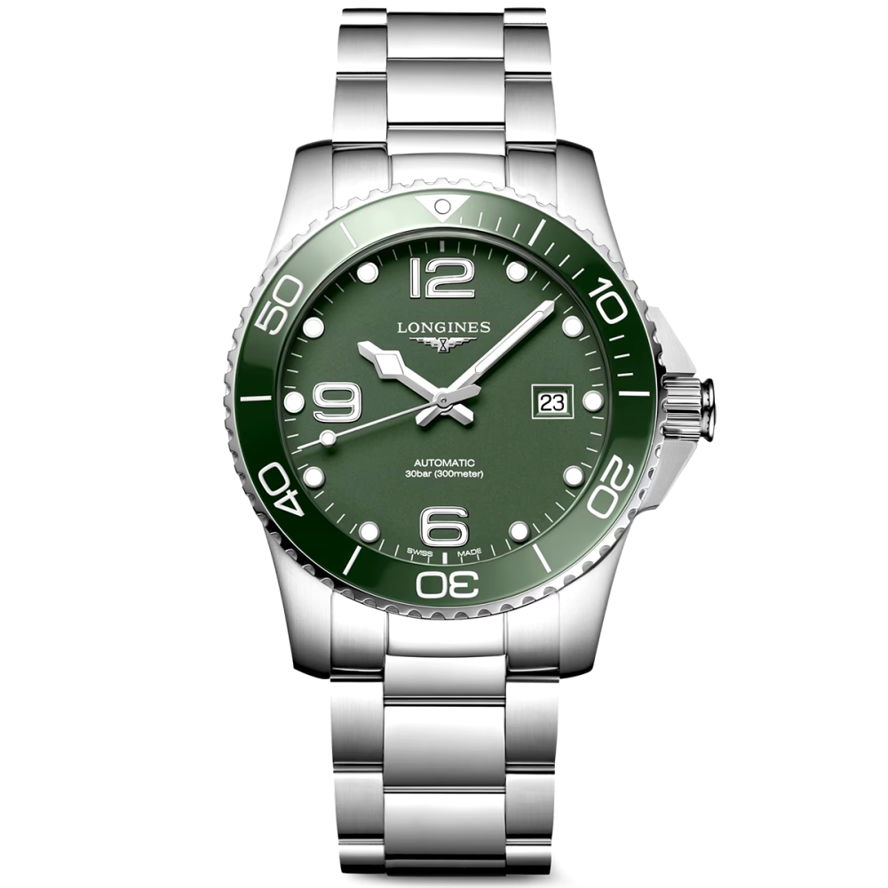 HydroConquest 41mm Green Dial & Ceramic Bezel Men's Bracelet Watch