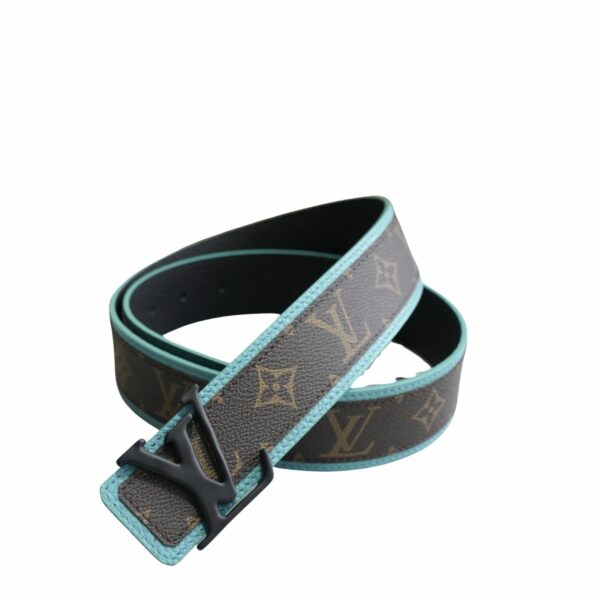 Louis Vuitton Monogram Blue Trim Belt Black For Women - Crozus