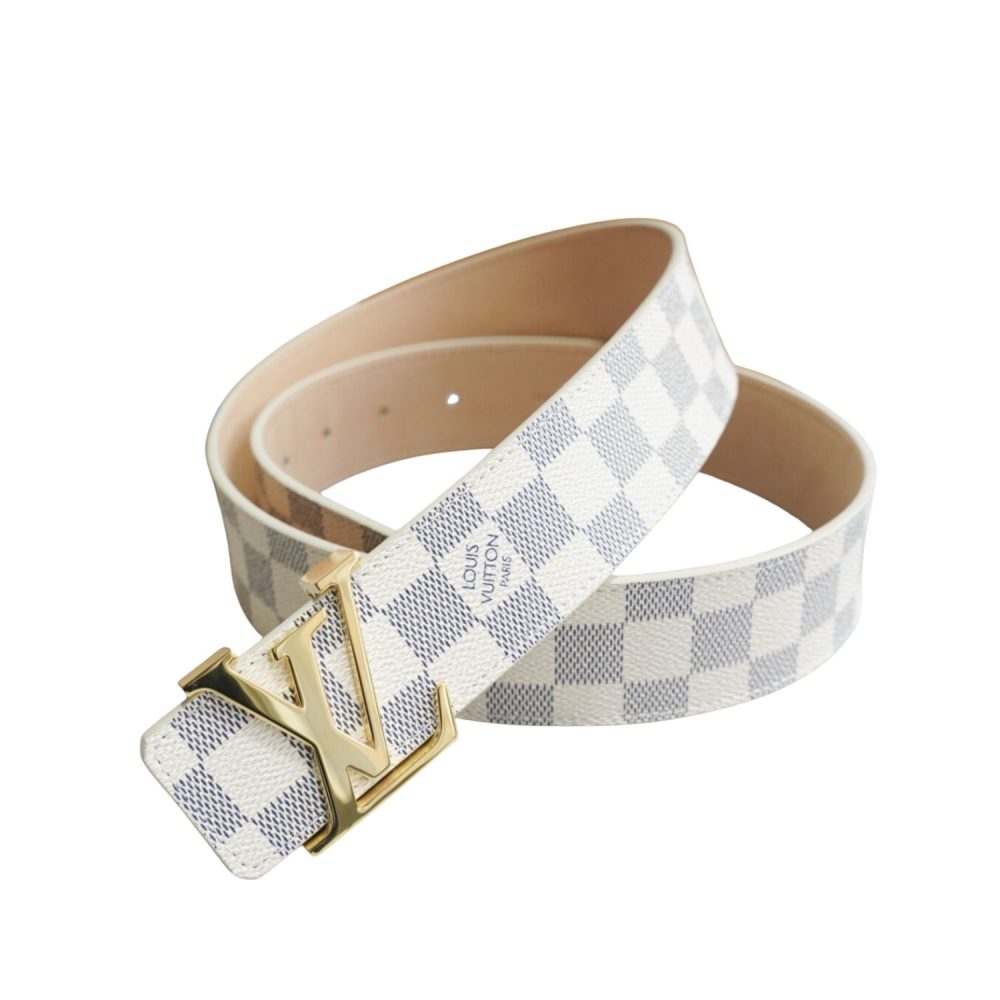 Louis Vuitton LV Initiales Damier Azur Canvas Belt Grey For Women M9609U - Crozus