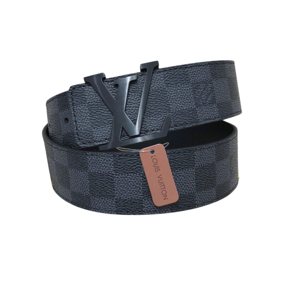 Louis Vuitton LV Initiales Damier Azur Canvas Belt Black For Women - Crozus